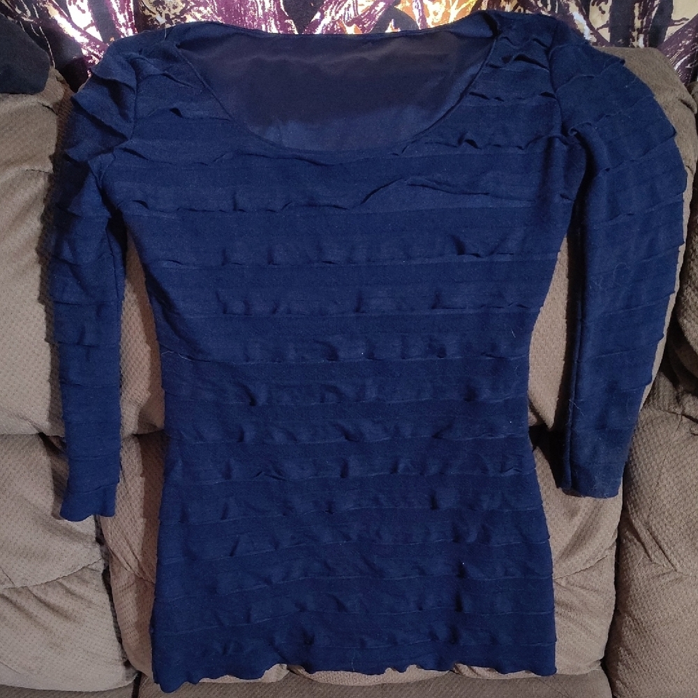 Elegant Navy Blue Ruffle Dress